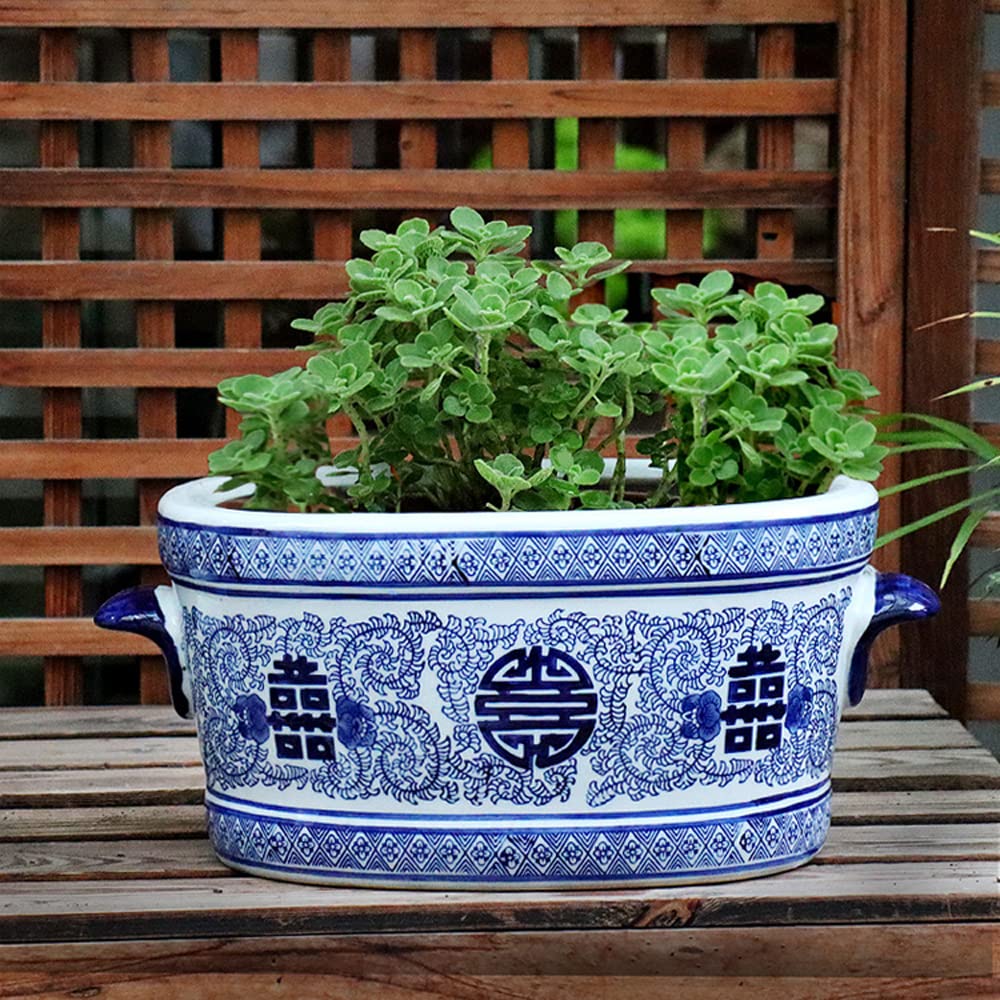 DFGHNBVC Binaural Ceramic Planter Pots Porcelain Decorative Flower Pots Indoor Plant Container With Drainage Hole Flowerpot Indoor Home Decor,Not Punched
