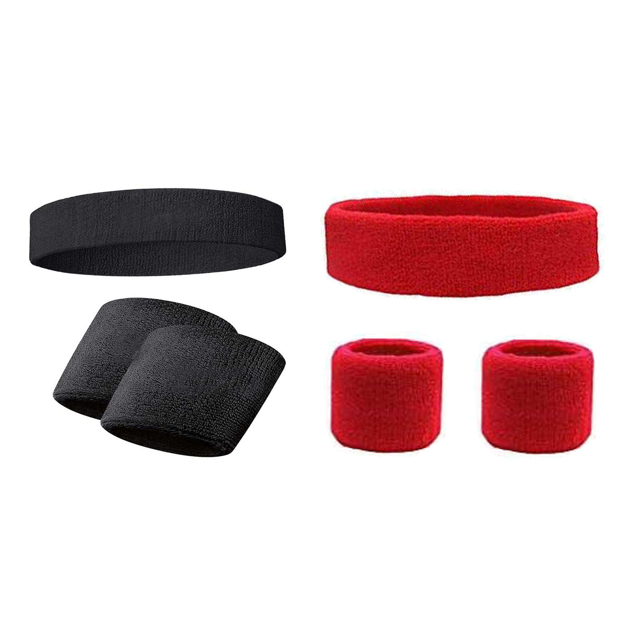 SUPRO Men & Women Head & Wrist Band, Sports Headbands for Men, Workout Accessories, Sweat Band, Sweat Wicking Head & Wrist Band Sweatbands for Running Gym, Unisex Hair Band Black and Red Color 2 Pair (B09MTC4Q3R) Amazon Price History, Amazon Price Tracker