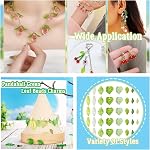 PH PandaHall 320 Pieces Green Acrylic Leaves Beads Clear Maple Leaf Pendants Small Beads Caps for Jewelry Making DIY Spring Crafts Earrings Bracelet