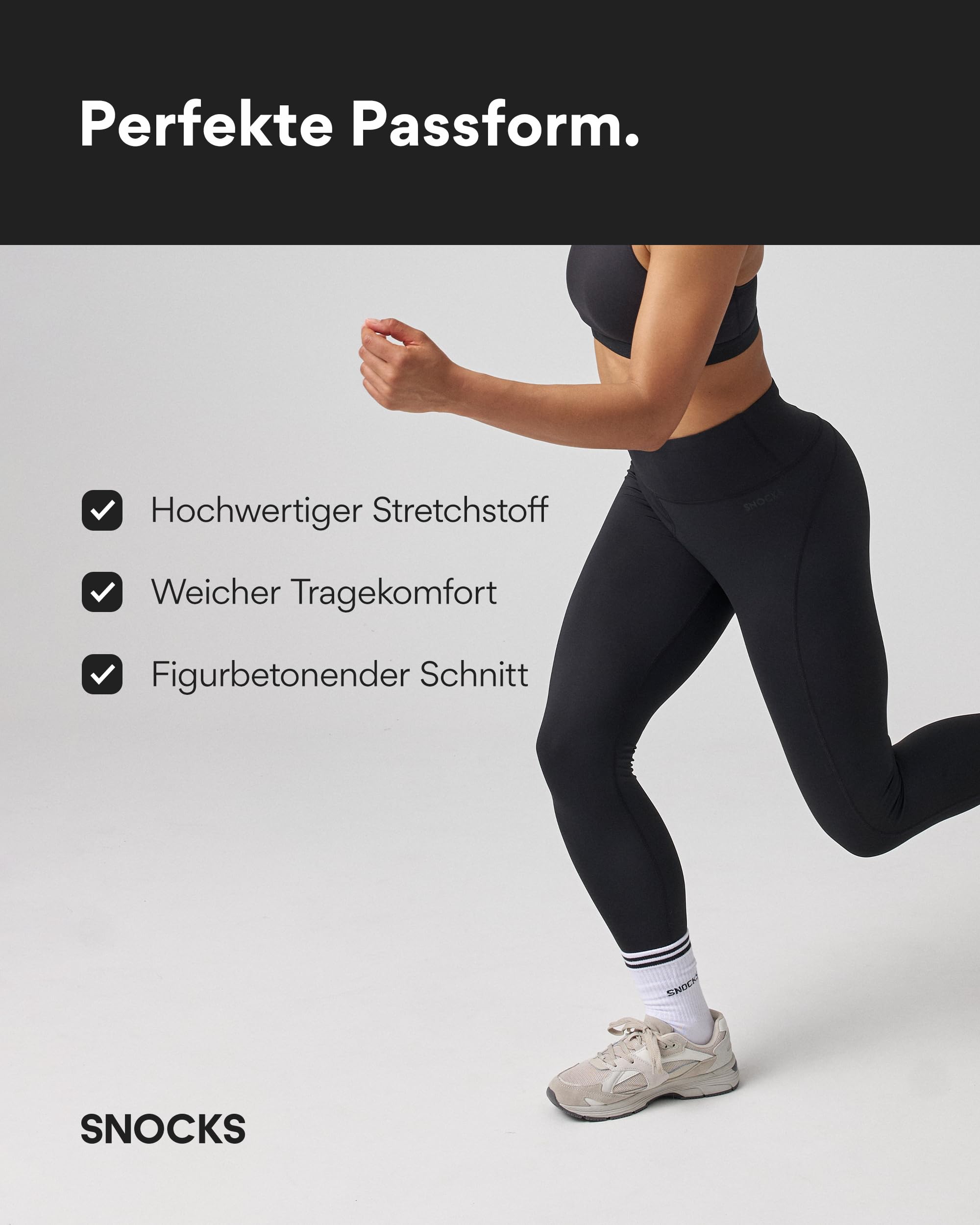 Snocks Sport Leggings Damen- Blickdicht, High-Waist-Bund, elastisch & mit Tasche - Gr. XS - 3XL - Sporthose, Yogahose, Sportleggins