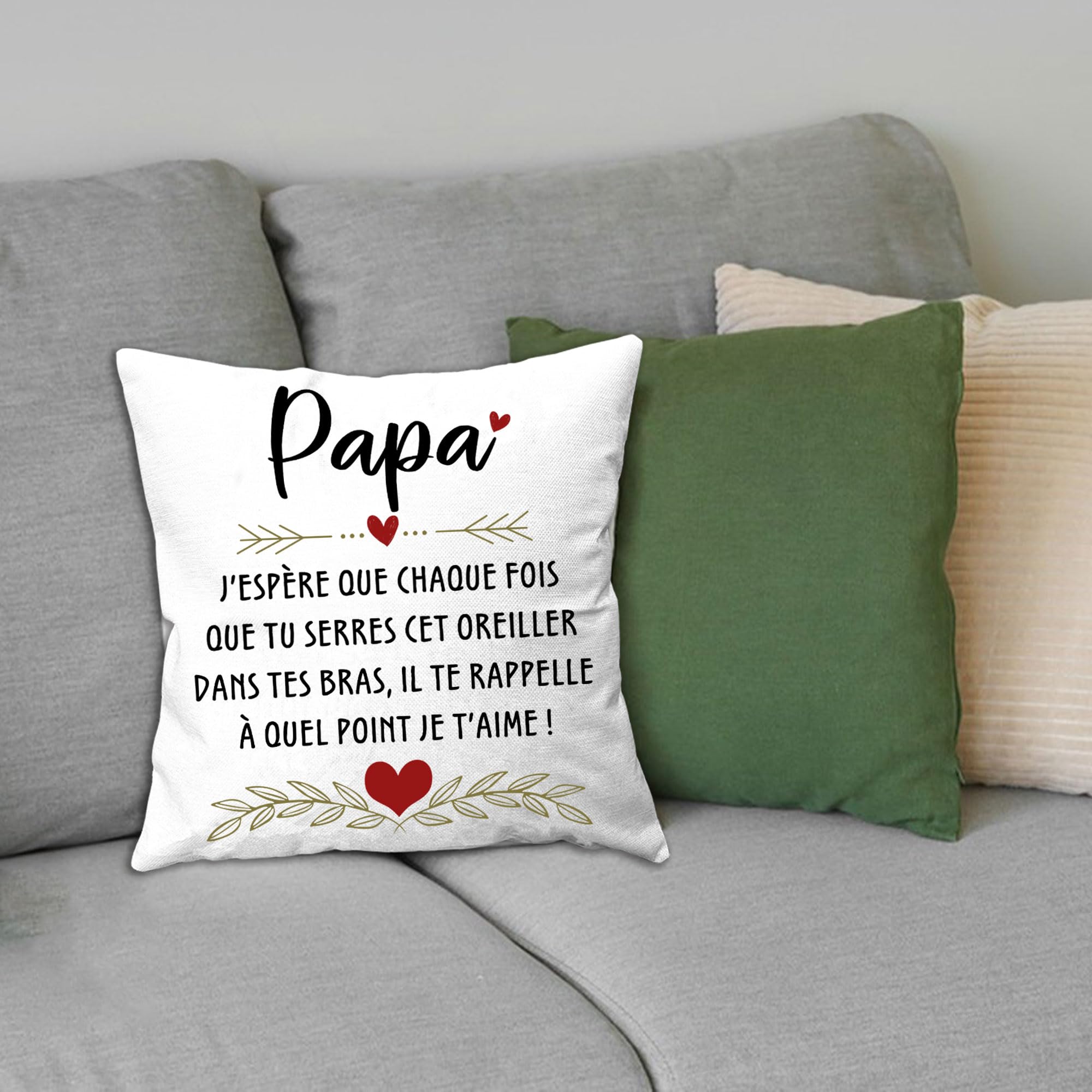 Housse coussin pour papa Cadeau fête des pères Anniversaire Noël