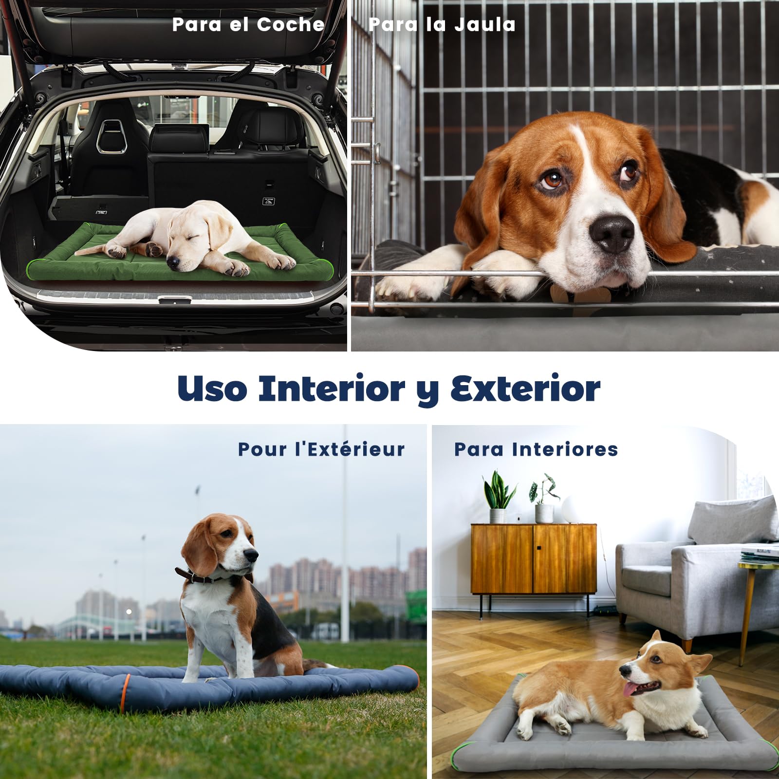 Miguel Cama para Perros Exterior Impermeable al Agua para Jaulas de Metal para Perros, Oxford Colchoneta Mascotas Duradera y Fácil de Limpiar, Ideal para Interiores Exteriores(107cm/42in Gris Claro)