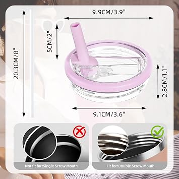 40oz Cup Lid Replacement, Leakproof Flip Straw Tumbler Detachable Lid Compatible with Stanley Quencher H2.0, Cup Accessories for Travel, Sports, Daily, 2 Pack, Light Purple