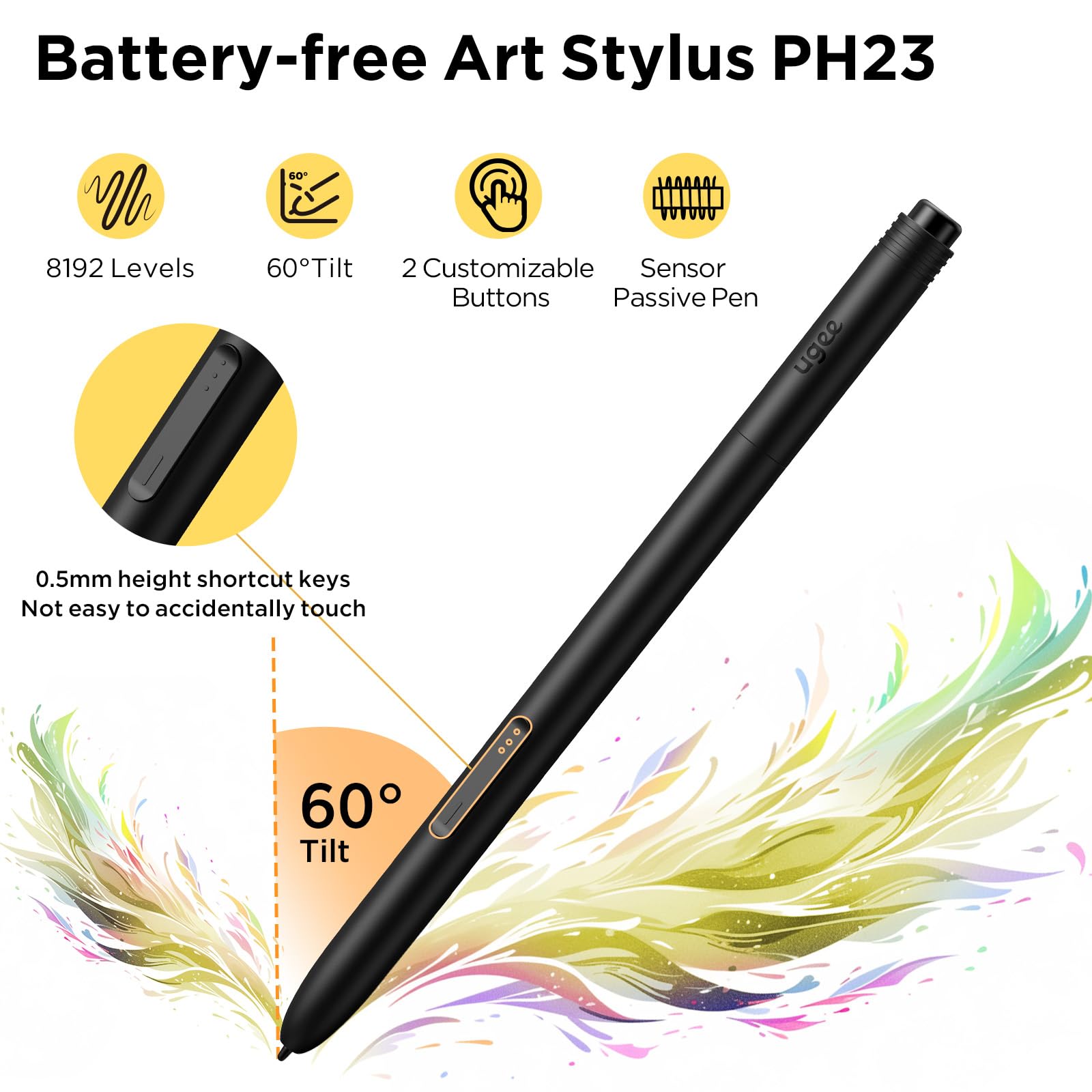 ugee M808 10 x 6.25 Inch Large Graphic Tablet for PC, Drawing Tablet with 8 Shortcut Buttons, Battery-Free Pen of the New Generation