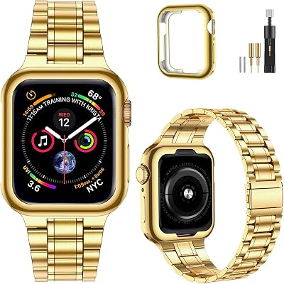 MioHHR Solid Stainless Steel Bands for Apple Watch 44mm 42mm (Series 3/2/1)
