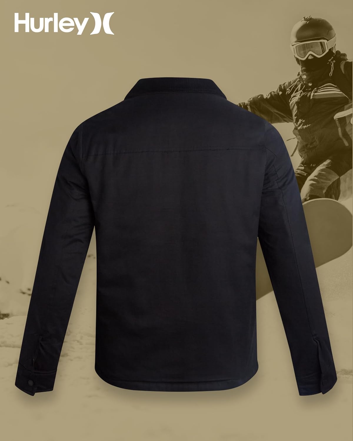Hurley Mens Jacket - Soft Twill Coat with Full Polar Fleece Lining - Corduroy Collar Outerwear Jacket for Men