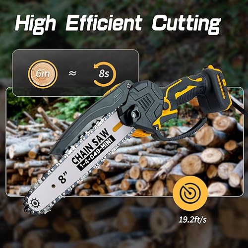 Miniatura 5 de Mini motosierra inalámbrica, motosierra de 8 pulgadas, engrasador automático, para batería Dewalt de 20 V Max, motosierra portátil de mano para poda