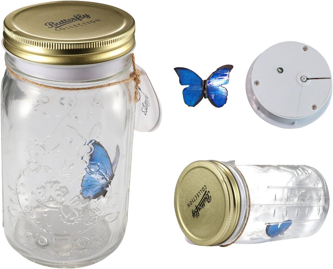 Fangfang LED Lamp Romantic Glass Animated Butterfly Jar Gift Decoration (Blue) - Image 3