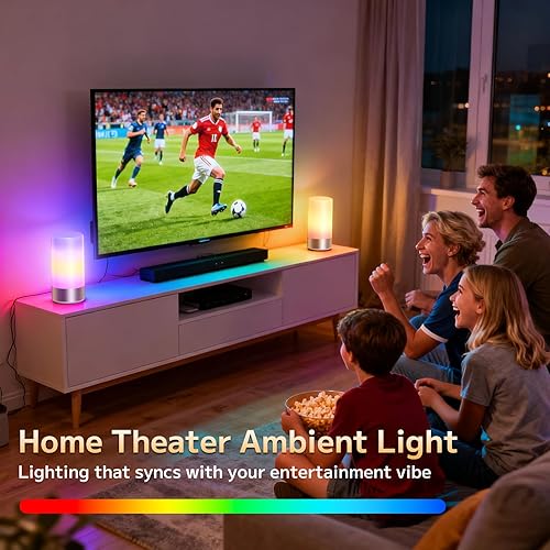 Miniatura 4 de Lámpara de mesa, lámpara de control táctil de mesita de noche para dormitorio, 3 niveles, regulable, luces blancas cálidas con modo de color RGB 256