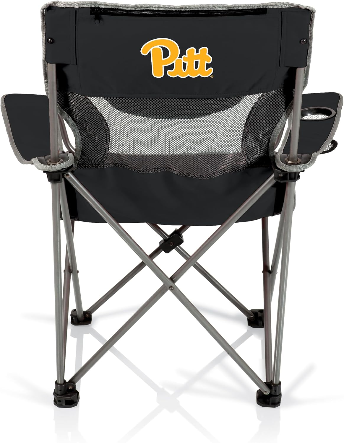 Picnic TIME NCAA Pittsburgh Panthers Campsite Camping Chair, Picnic Chair, Outdoor Folding Chair with Carry Bag, Beach Chair, (Black with Gray Accents)