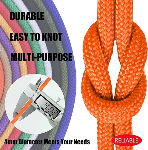 Miniatura 2 de Cuerda de paracaídas de 9 hebras de 650 libras de 0.157 in, resistente de 150 pies, cuerda de paracaídas de supervivencia tipo III-IV al aire libre,