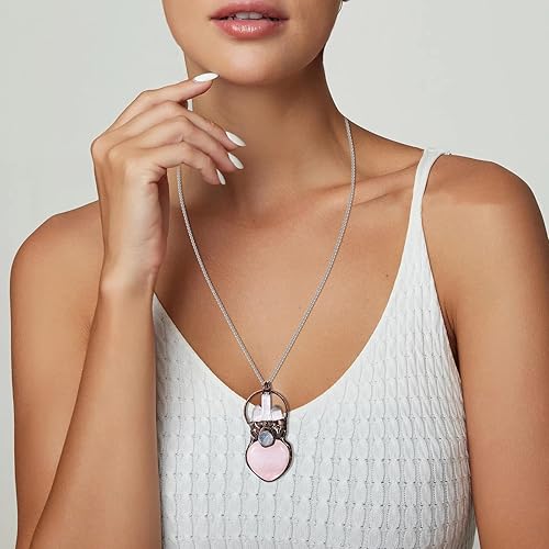 Miniatura 4 de Collar con colgante de cristal rosa, collar de piedras curativas de cobre, collar con colgante de piedras preciosas naturales, regalo para mujer