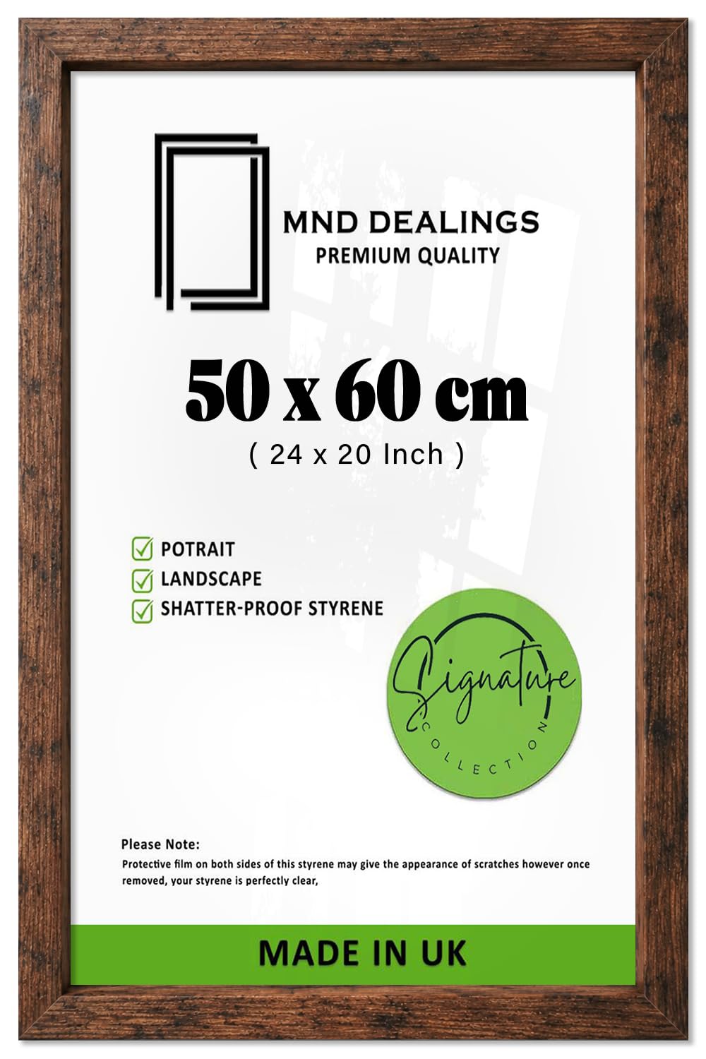 MND Dealings — Stunning Flat Rectangle Poster Frame (50 X 60 CM) | Engineered Wood — Horizontal Or Vertical Wall Display — Versatile Mounting Options — 24 X 20 Inch Rustic, For Home Or Office — image 1