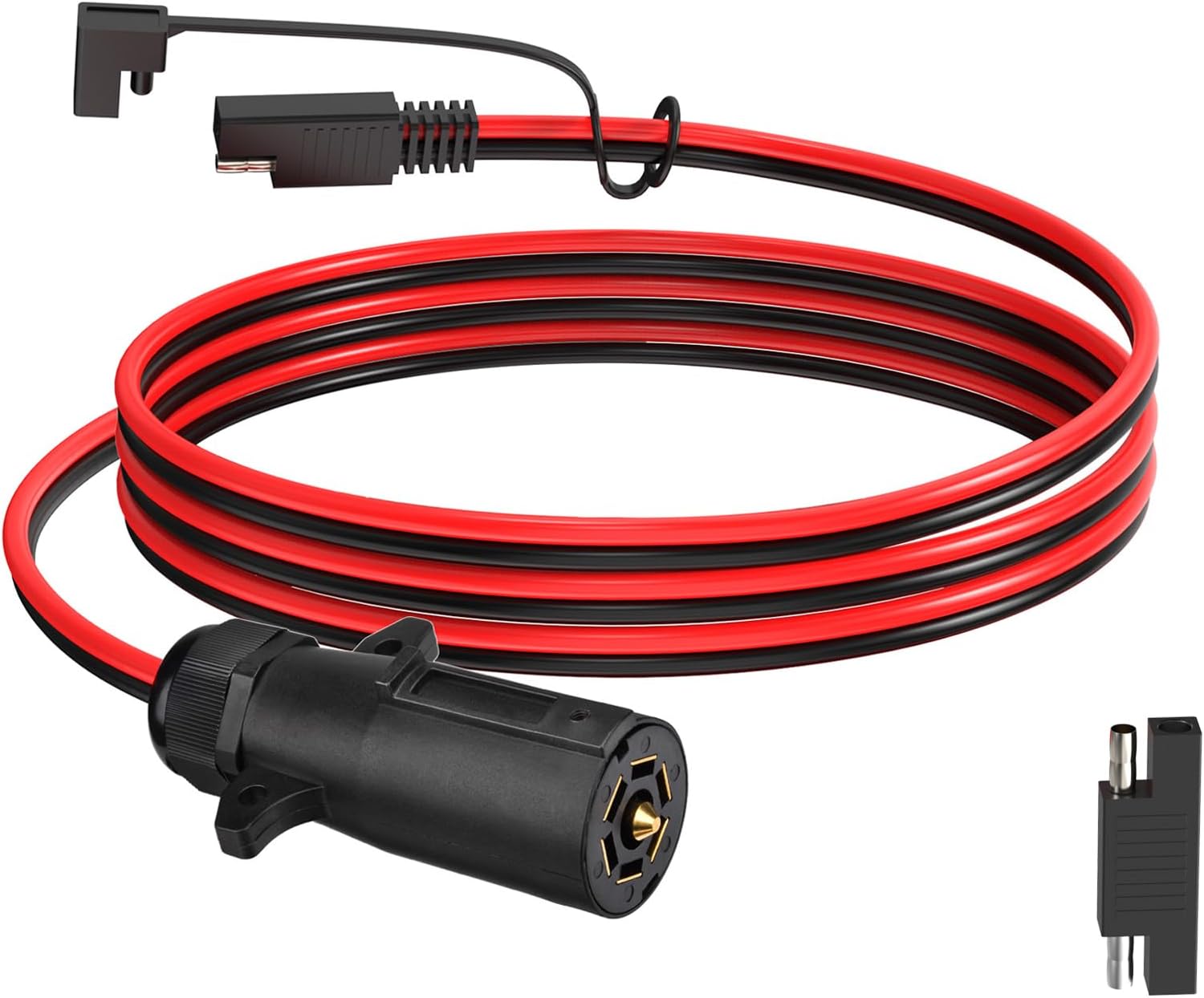 7 Way Trailer Plug to SAE Cable,10AWG 7 Pin Trailer Plug to SAE Connector for RV Truck Trailer(10FT)