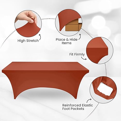 Miniatura 5 de Utopia Kitchen Mantel rectangular de elastano de 6 pies 1 unidad, café claro 700 GSM elástico, ajustado, lavable y resistente a las arrugas, para