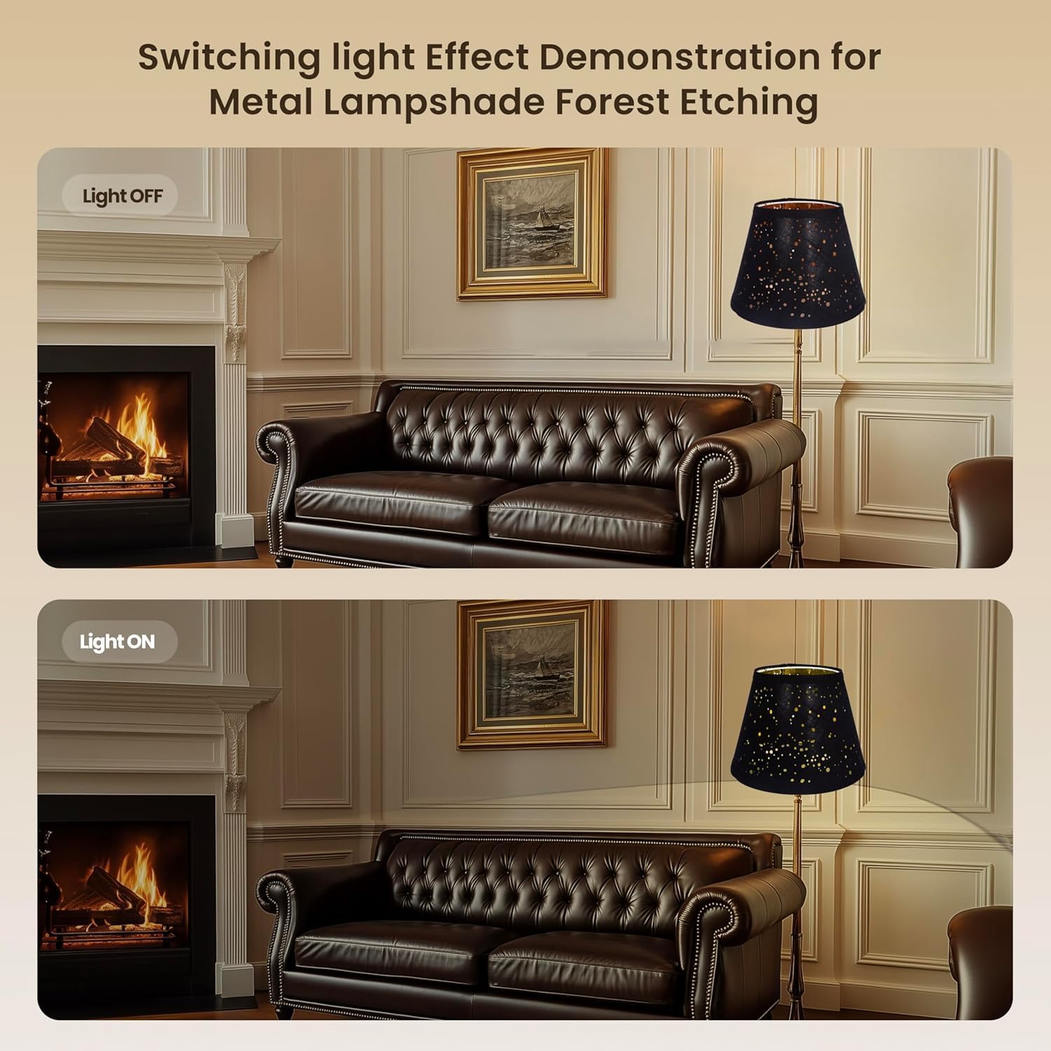 Fabric Lamp Shades Set of 2 for Table Lampshade Replacement (Spider Fitter), Bell Lampshades 7" Top x 11" Bottom x 8" High, Natural Linen Hand Crafted, Harp Holder Included (Black/Gold)