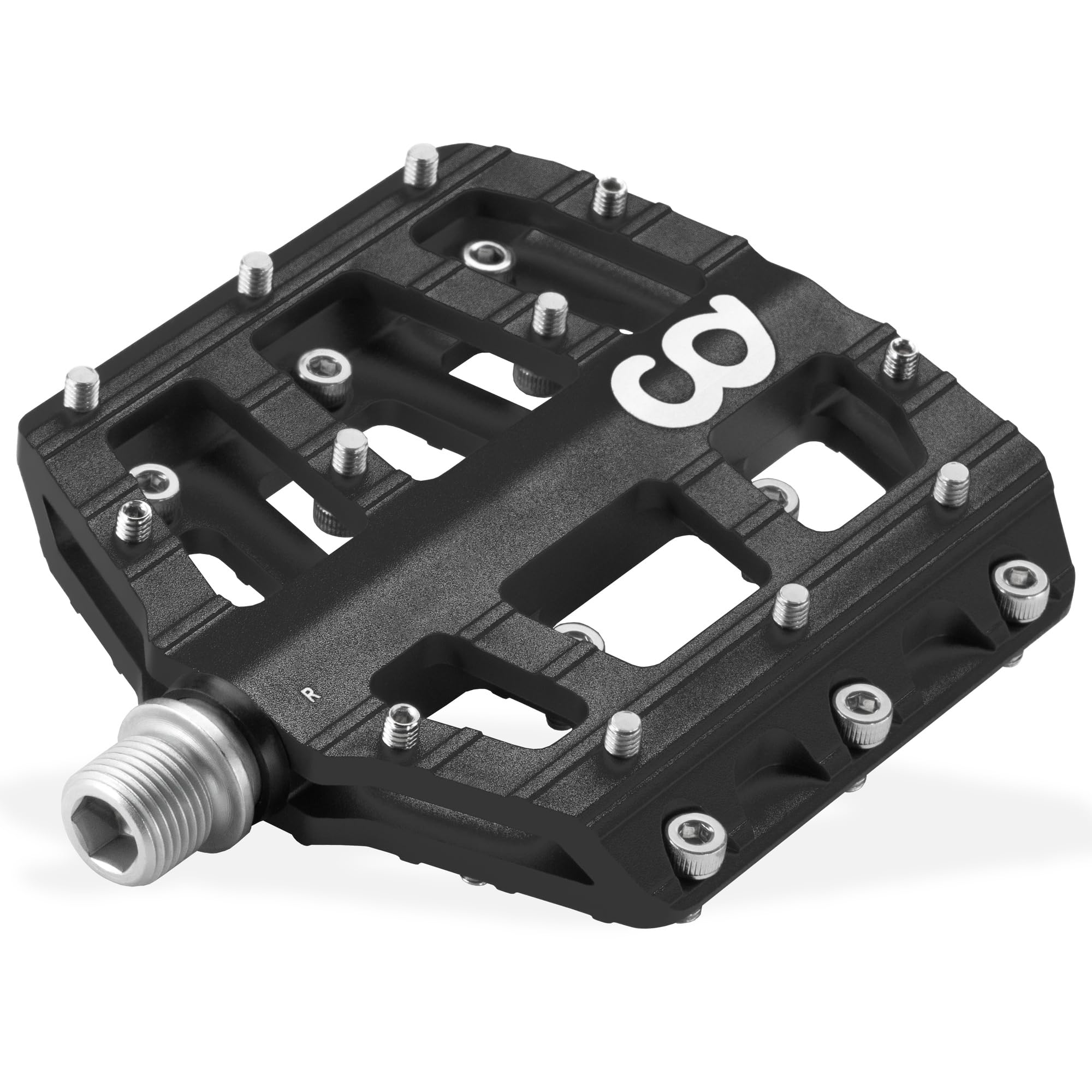 Flat Mountain BMX/MTB Aluminum Bike Sealed Bearing Pedals - Large Bicycle Platform Pedals 9/16" with Anti-Skid Nail Black Blue Grey