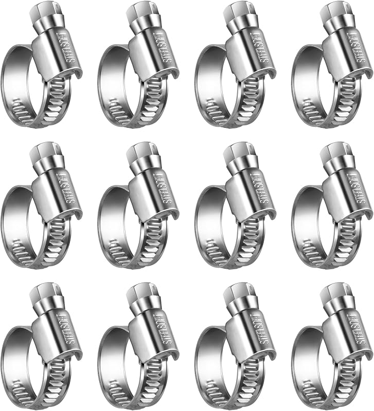 Abraçadeiras de Mangueira Steelsoft em Aço Inoxidável 304, Tipo Rosca Sem-Fim, 12–20 mm – Kit com 12 unidades
