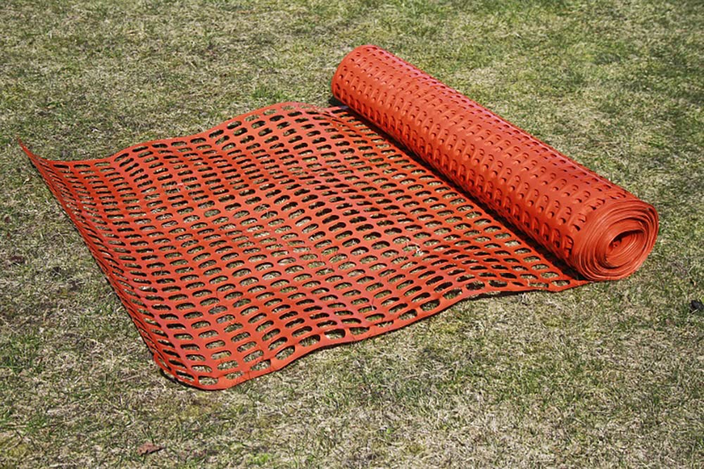 HaGa® Recinzione di bloccaggio, arancione, 50 m x 1,2 m di altezza, larghezza maglie 50 mm x 35 mm, ideale per cantieri, recinzione di sicurezza in plastica