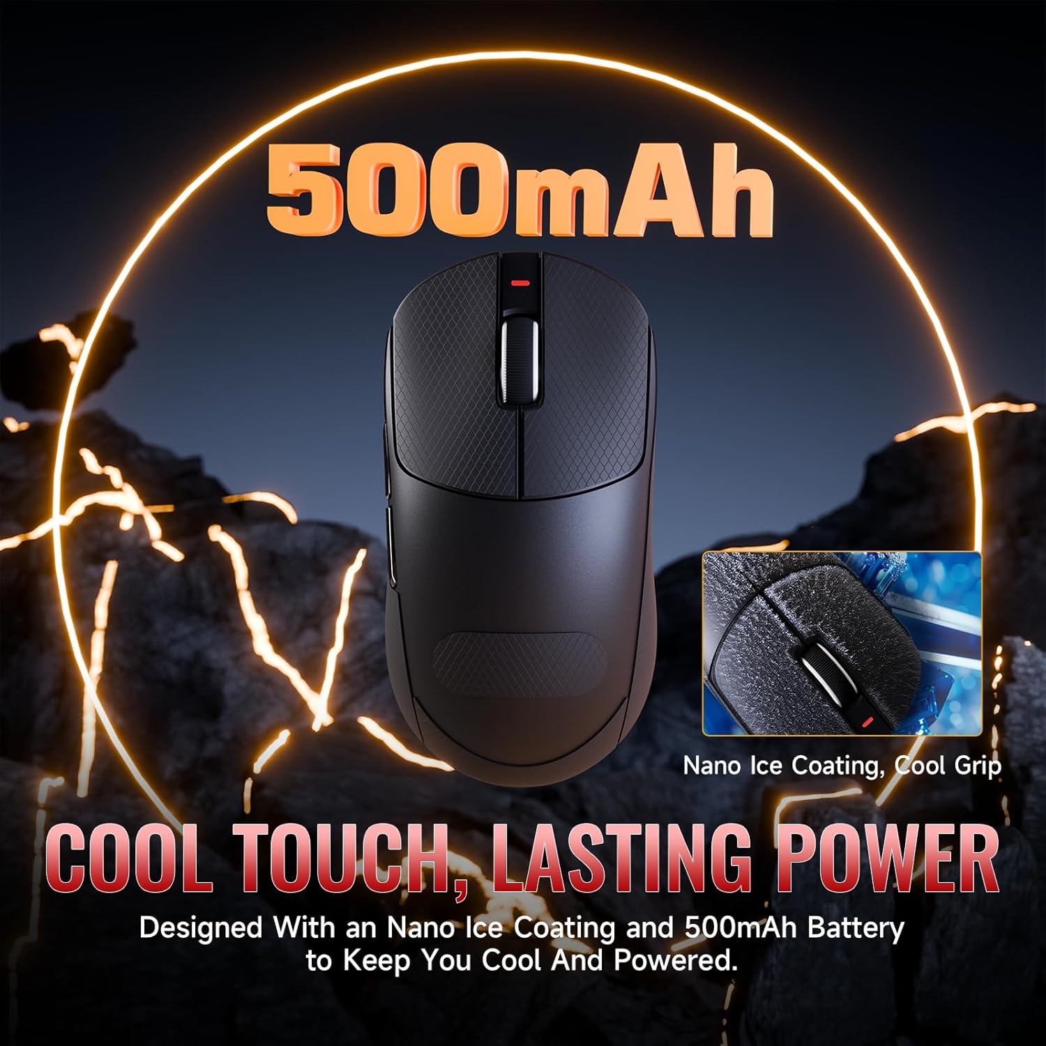 MAMBASNAKE x Attack SHRAK X8ULTRA Wireless Gaming Mouse with 42000 DPI,3950MAX Sensor,55g Lightweight Big Hand Ergonomic Mouse,8K Hz Polling Rate,Nordic52840,Tri-Mode 2.4Ghz/Type-C/BT(Black&Tape)