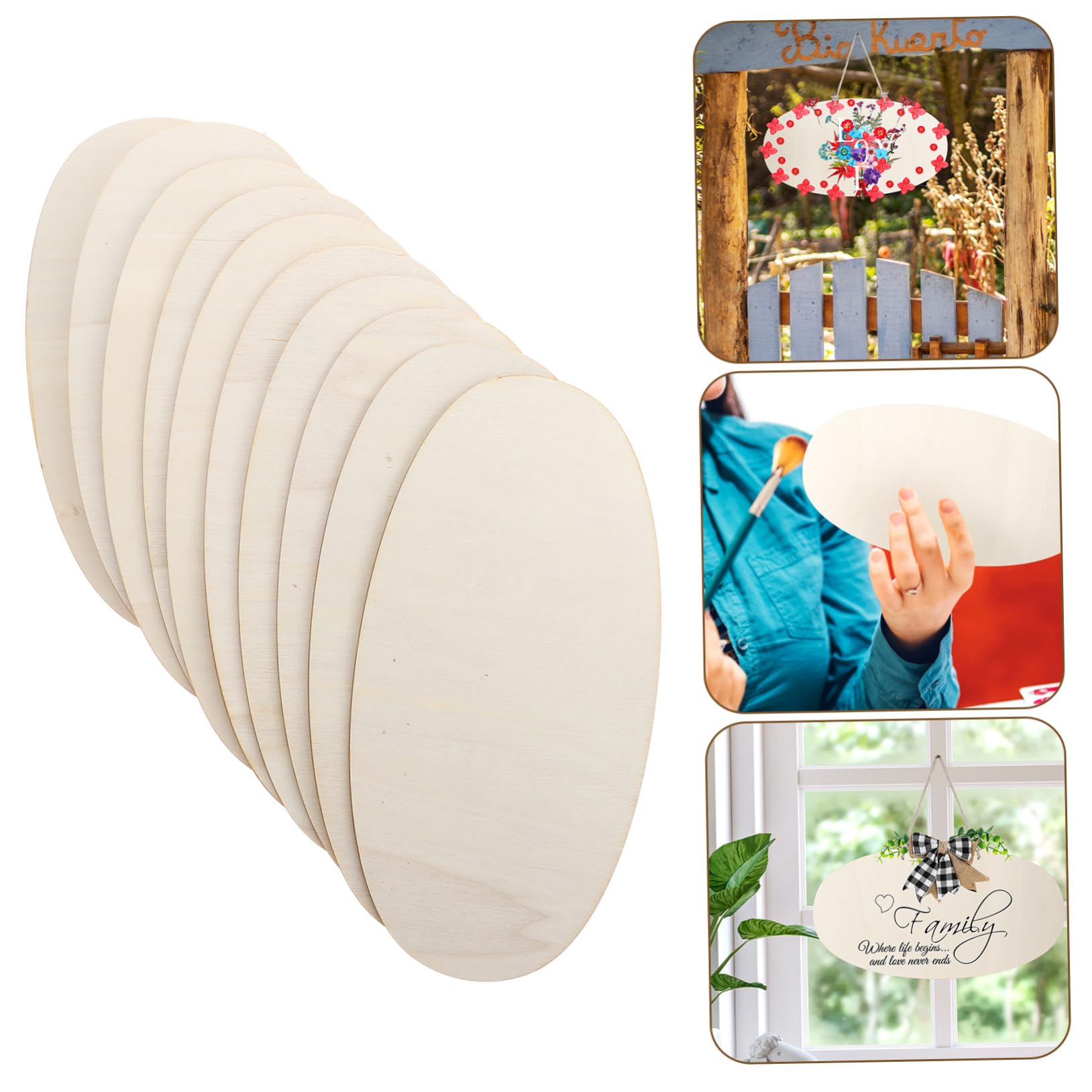 Anneome 10stücke Holzscheiben Anhänger Diy Handwerk Blanko Holz Scheiben Malerei Holz Chips Deko Anhänger Unvollendete Scheiben Heimwerker Zubehör