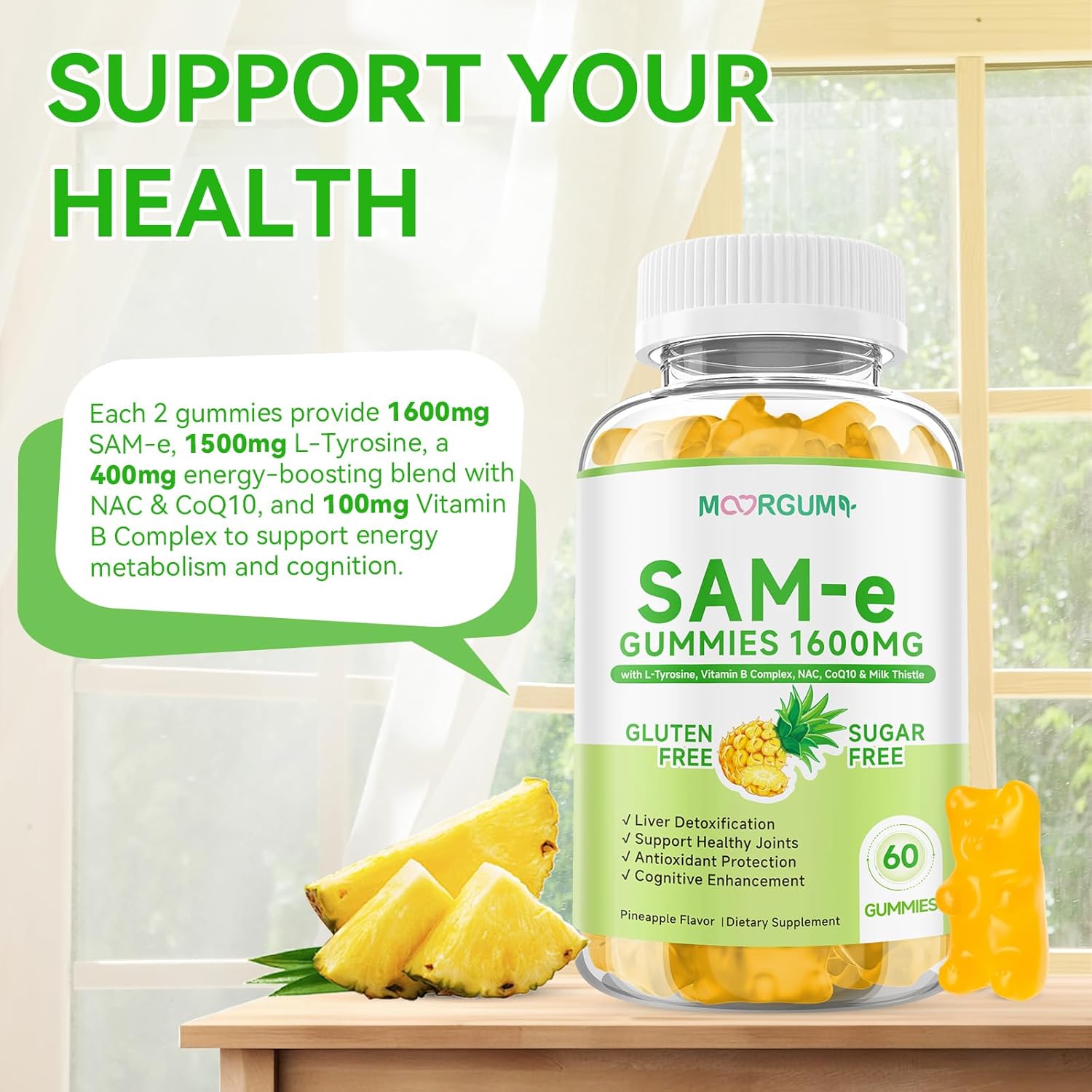 SAM-e L-Tyrosine Gummies with NAC, CoQ10 & Vitamin B Complex, 1600mg SAM e, 1500mg L Tyrosine Supplement for Energy, Cellular Antiox Protection, Neurotransmitter Support, Enhance Emotional Well-being - Image 5