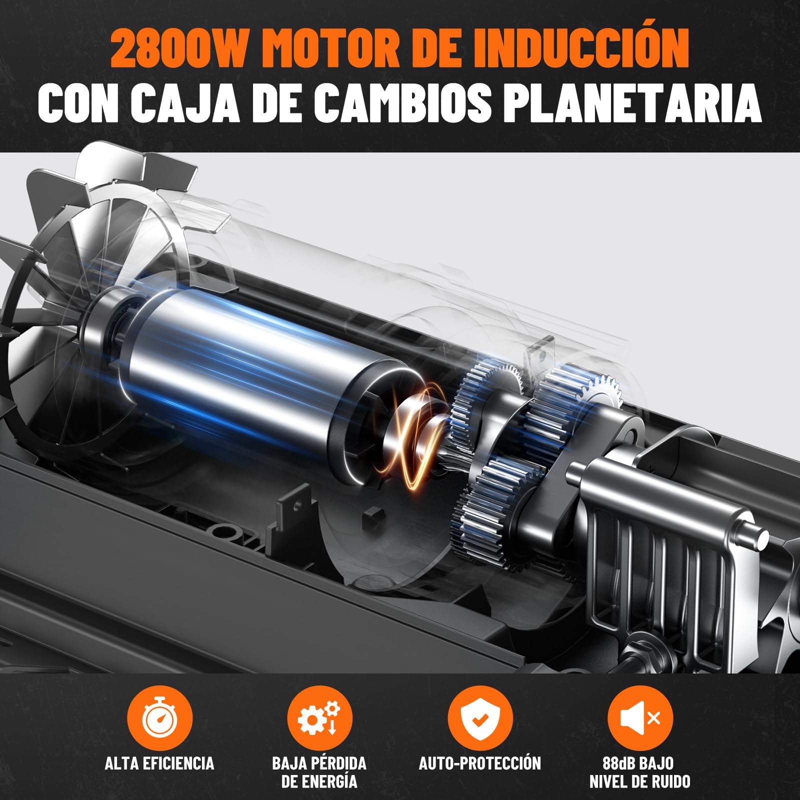 DOVAMAN GT10 APEX Trituradora de Ramas, 2800W con Motor Brushless, Silenciosa, Hasta 45mm, Contenedor de 60L, Rodillo de 6 Dientes Ajustable, Protección contra Sobrecarga