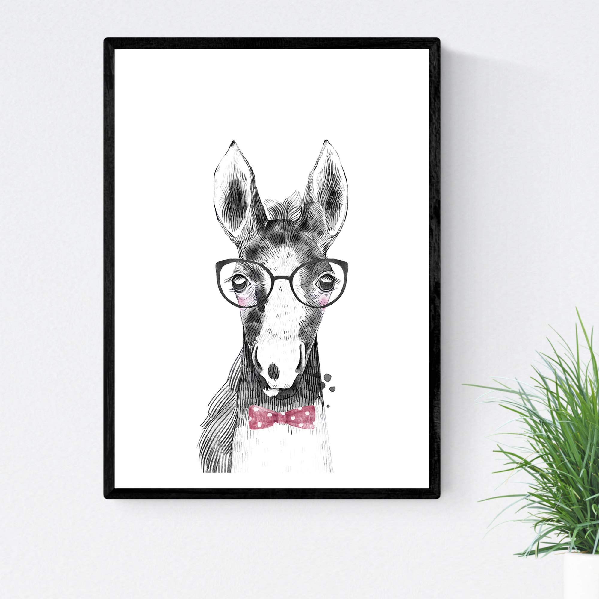 Nacnic Baby Horse Children's blade with glasses and bow tie Children's Poster Size A3 Frameless, Model 3 - Image 2