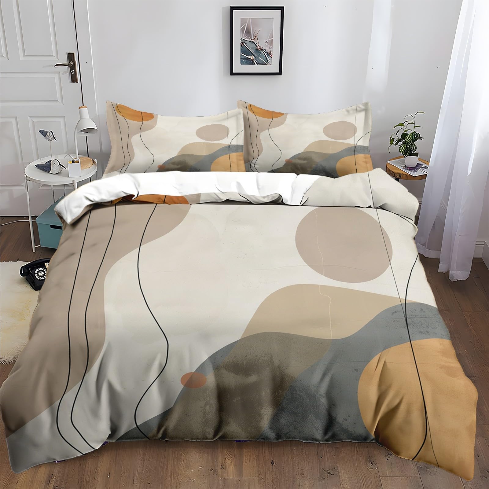 Housse de couette 220x240 microfibre premium au design art simple texturé