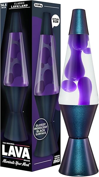 Lava The Original Lamp - 14.5" Black Iris – Classic Liquid Motion Lamp - Purple Wax and Clear Liquid - Item #2425 (Amazon Exclusive)