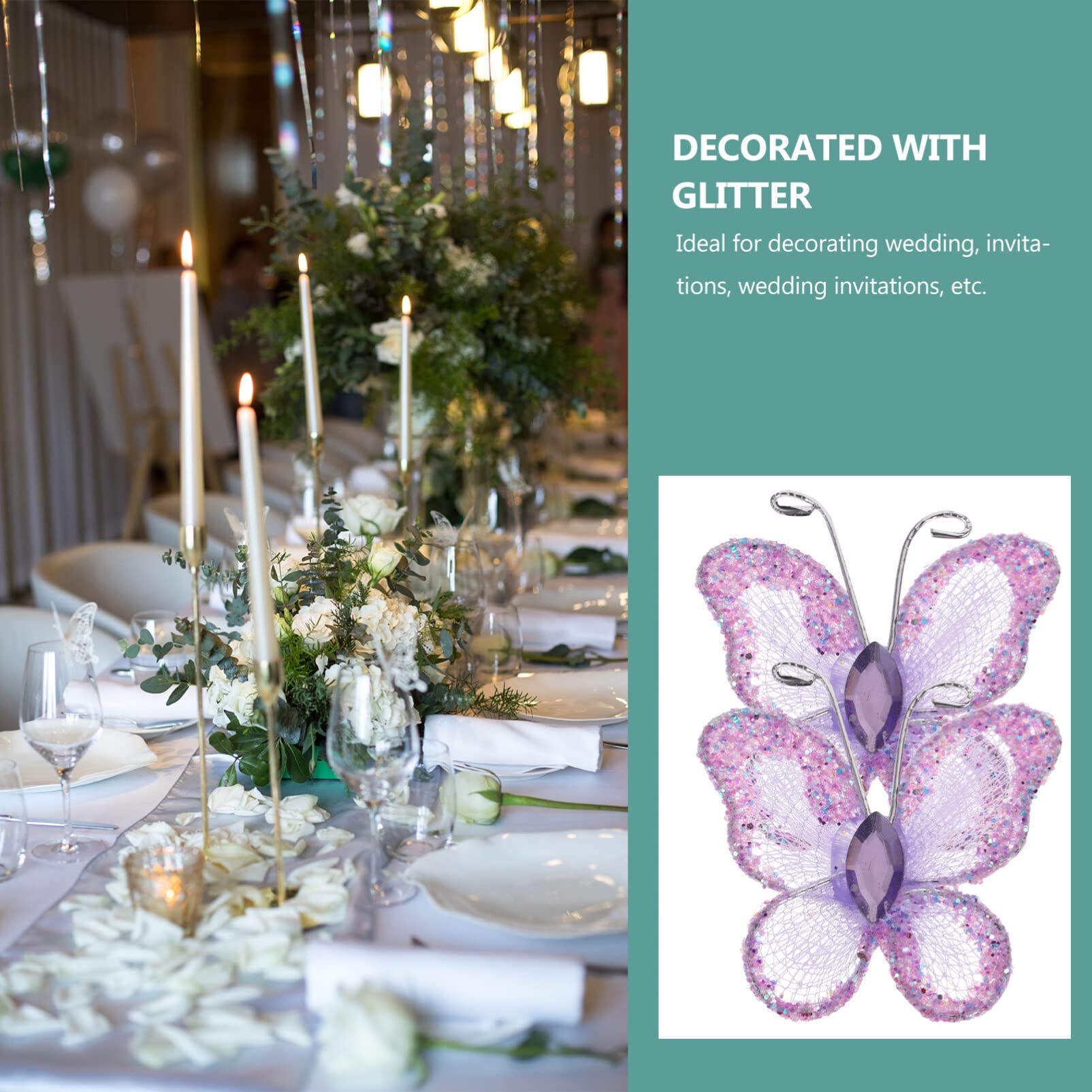 24 Papillons Paillettes MOUMOUTEN - Déco Mariage, Fête | Violet, 6 Cm