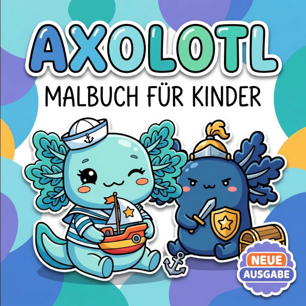 Axolotl Malbuch: Mehr Als 60 Liebevolle Illustrationen Für Kinder Ab 6 Jahren Und Teens Zum Entspannen