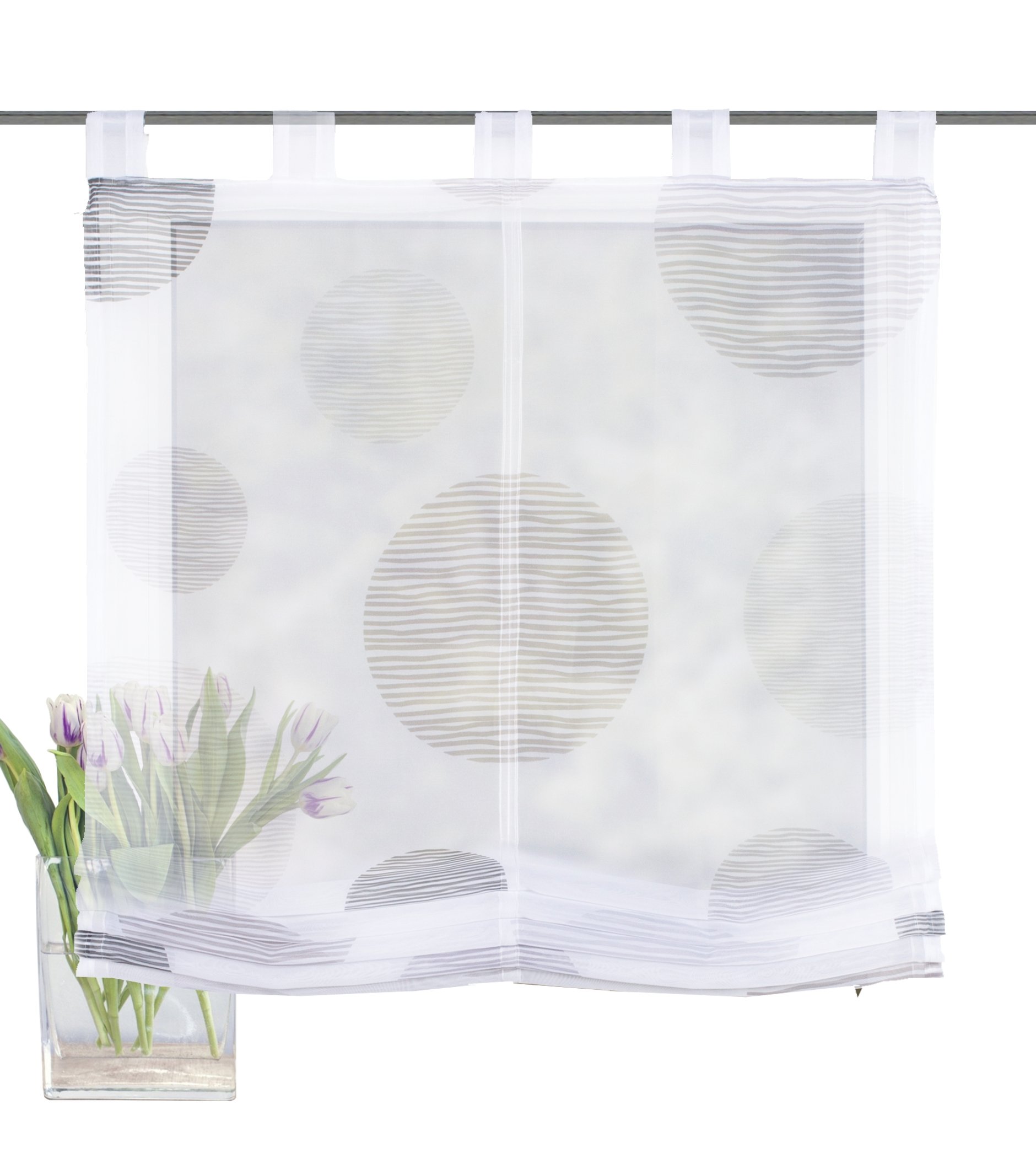 Home Fashion Schlaufenraffrollo Voile – Digitaldruck Stein, 140 x 120 cm