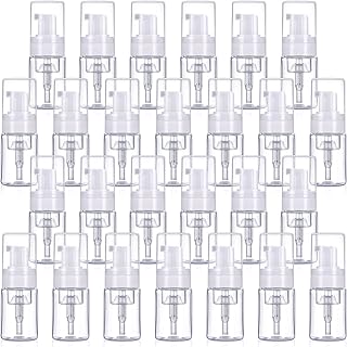 50 Pack Foam Pump Bottle 1oz/ 30ml Refillable Dispenser Travel Size Plastic Mini Foam Pump Bottle Lash Shampoo Bottles Portable Clear Mini Foaming Bottle for Shampoo Cleaning Lash Cosmetics Packaging