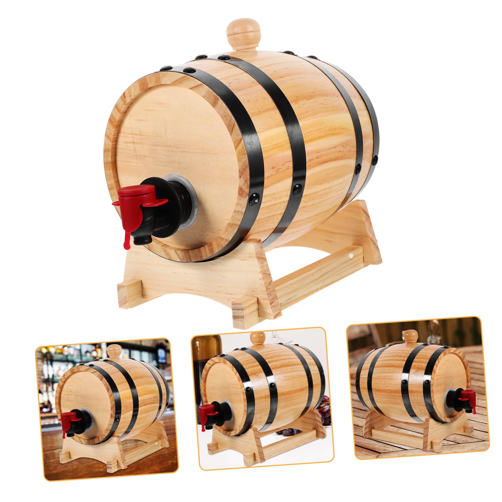 HOLIDYOYO 1set Wooden Beer Wine Aging Storage Bucket Multi-functional Design for Parties Easy Dispensing Faucet for Wine Whiskey and Beer Decorative Home Prop
