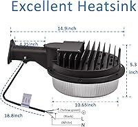 Vista 5 de Luz LED de Granero de 120W, 18000lm Iluminación de Patio Exterior de Anochecer a Amanecer con Fotocélula, 5000K Luz de Día, Reemplazo de 1200W