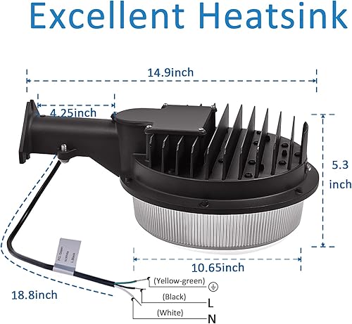 Miniatura 6 de Luz LED de granero de 100 W, SZGMJIA 15.000 lm de luz de patio del atardecer al amanecer con fotocélula, luz LED CREE de 5000 K, reemplazo de 600 W