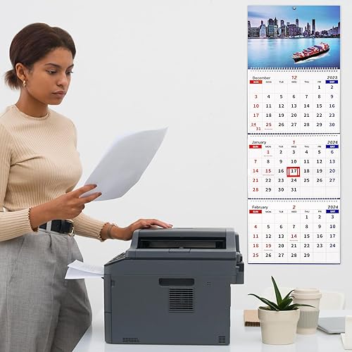 Miniatura 6 de Calendario mensual 2023 de pared 2023, calendario vertical de 3 meses (plegado en un mes), diciembre de 2023 a enero de 2024, para oficina, escuela