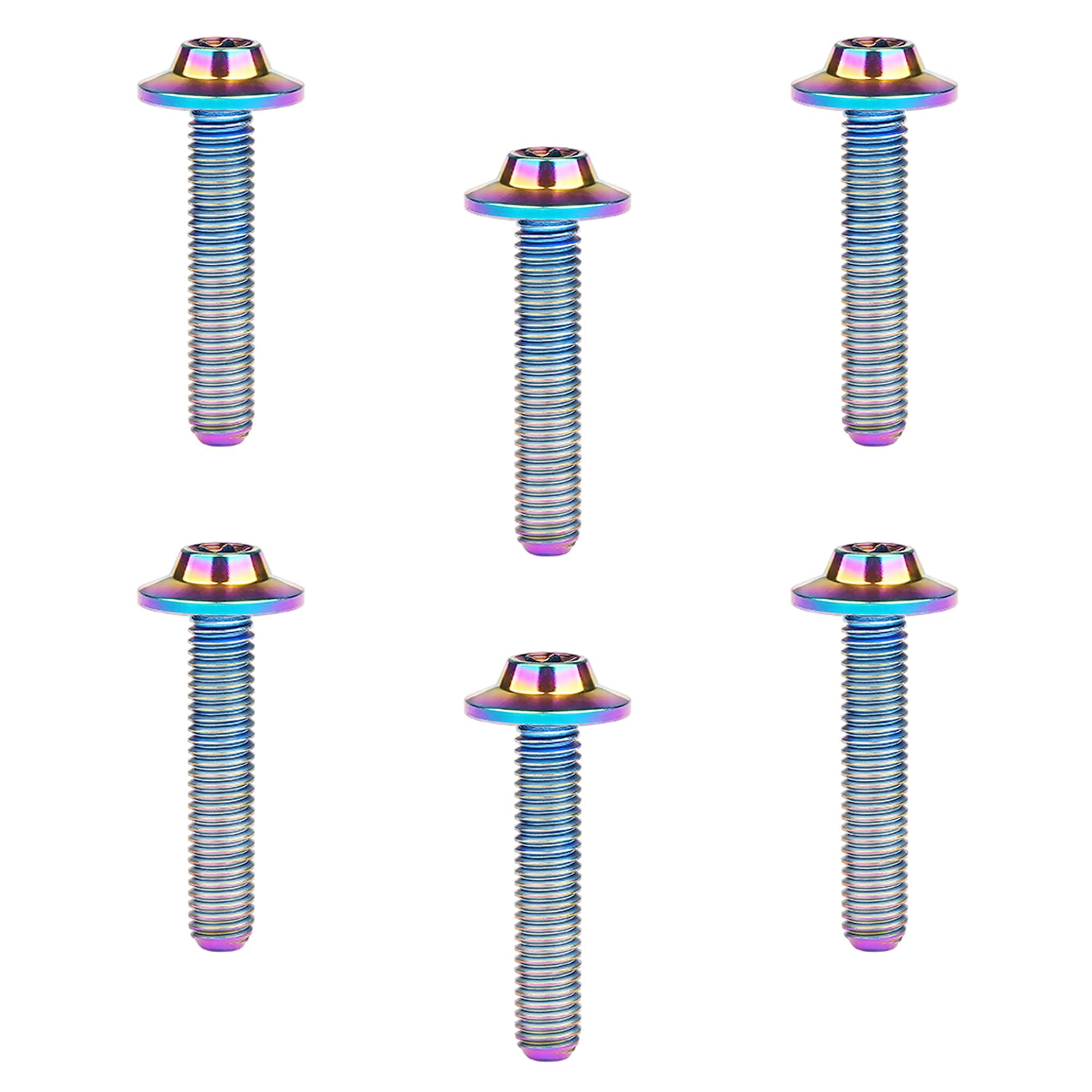 DWAMMEBRS Bolt M5 M6x10 12 15 20 25 30 35mm T25 T30 Torx Head Screw Pack of 6(Rainbow,M5x25mm)