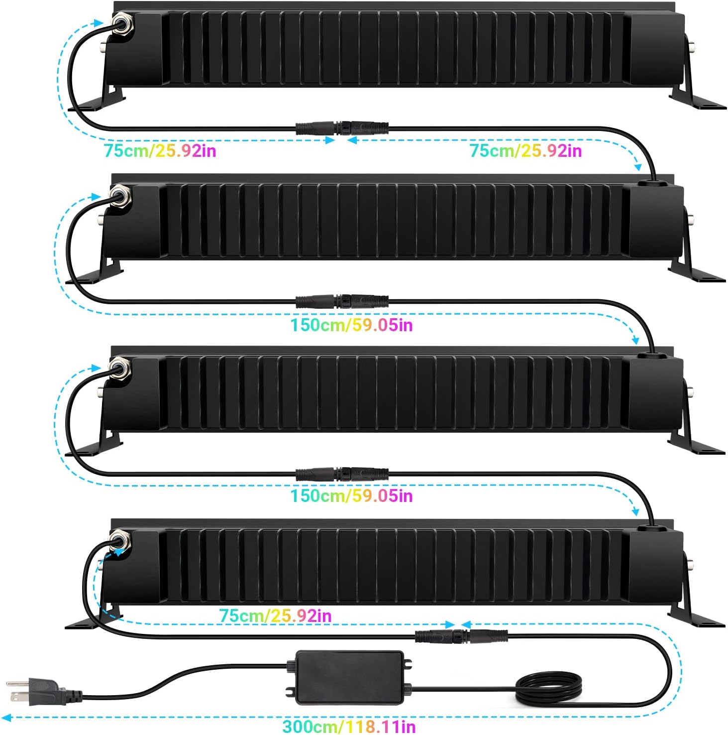 LED Stage Wash Light Bar - 4Pack 72W RGB DJ Light Bar IP66 Waterproof Dimmable Stage Lights Smart APP & Remote Control for Parties Events Building Garden Wall Display