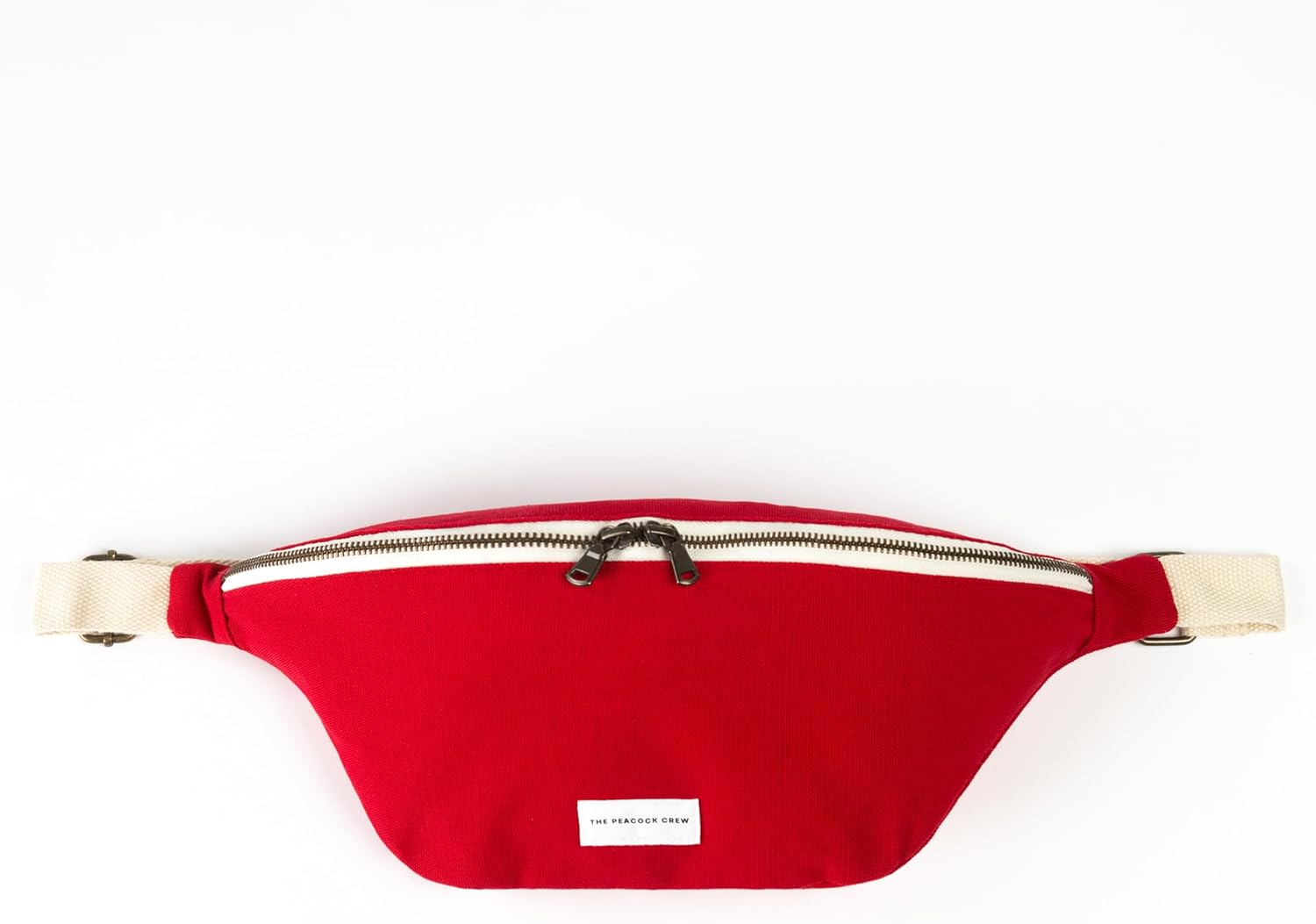 Spacious Red Crossbody Belt Bag in Cotton Canvas – Lightweight Comfortable & Elegant Sling Pouch Travel Safe Design & Daily Use – Dual Zippers Fanny Pack for Men & Women - Image 5