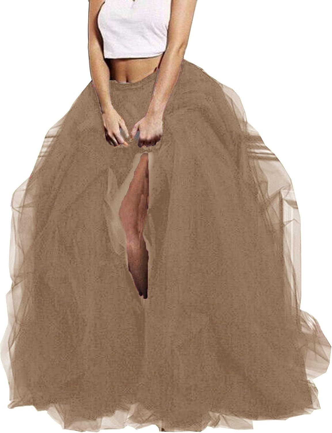 Women Tulle Maxi Dress Fluffy Floor Length Skirt High Waist Puffy Long Skirts Layered Half Skirt Special Occasion Mesh Skirt