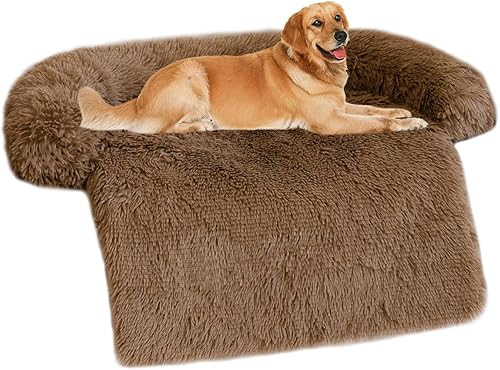Sofá cama relajante para perros de 45 pulgadas, sofá cama para perros y gatos extragrandes, tapete protector de muebles con funda lavable (45 x 37 x