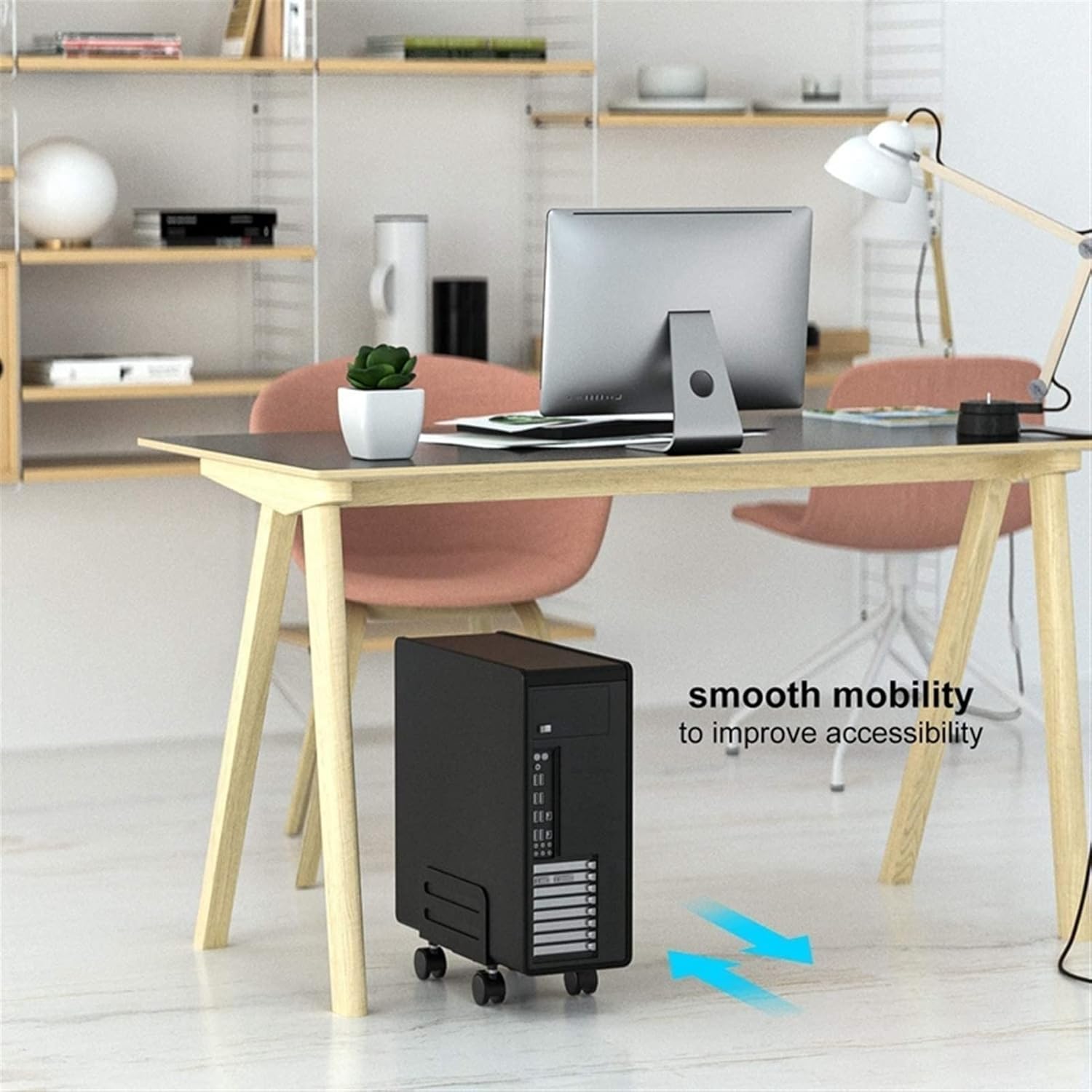 ENGENDER PC Stand Adjustable Mobile Cart Bracket, with Locking Casters, Computer Tower Desktop, CPU Rolling Computer Tower Stands