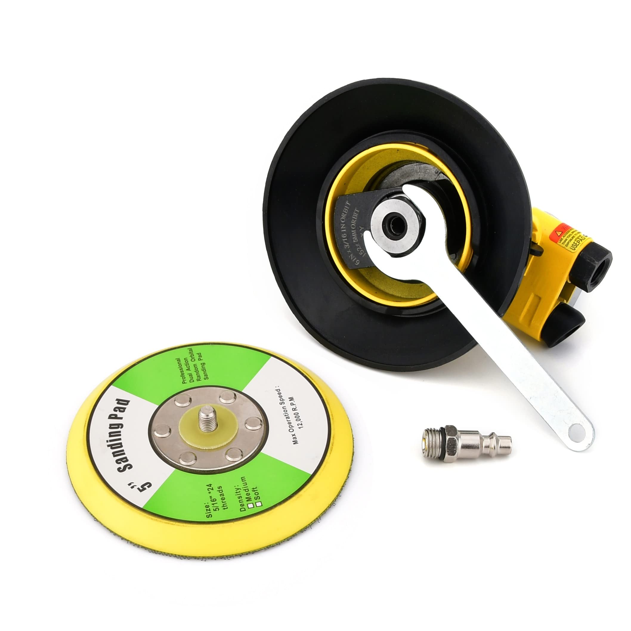 Nuovo aggiornamento levigatrice orbitale levigatrice aria compressa 125mm, regime minimo: 12000 RPM, piccola e potente smerigliatrice multifunzione