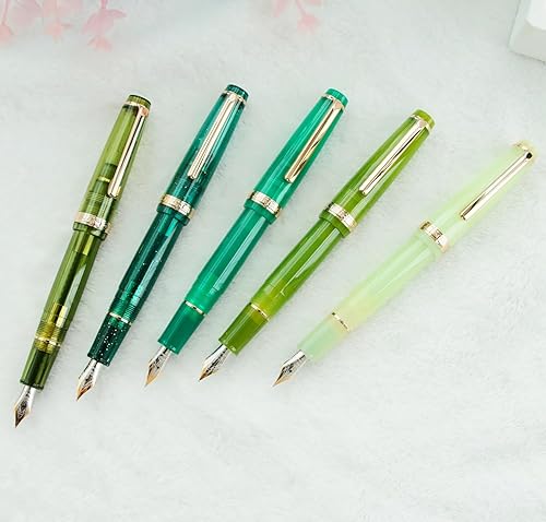 Miniatura 2 de JinHao 82 - Pluma estilográfica transparente, mezclada, colorida, fluorescencia, acrílico, punta fina, oro, con juego de convertidor de tinta, 4