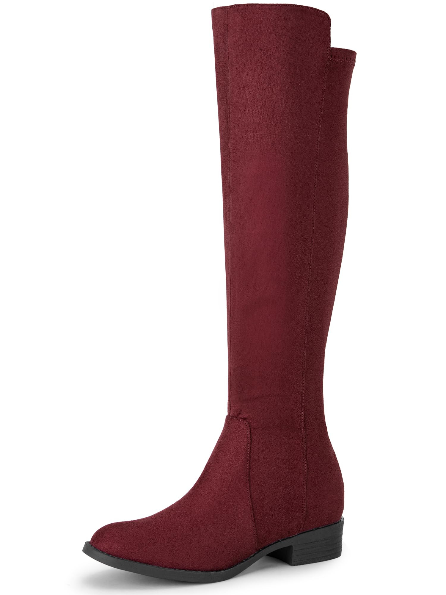 Perphy Round Toe Side Zip Chunky Heels Knee High Boots for Women