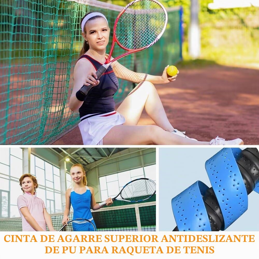 6 Bandas de Agarre para Raquetas de Tenis, Bádminton, Squash, Cinta Autoadhesiva Antideslizante