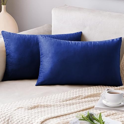 Miniatura 1 de Juego de 2 fundas de almohada de terciopelo de 12 x 20 pulgadas, fundas de cojín lumbares decorativas suaves para sofá, cama, automóvil, sala de
