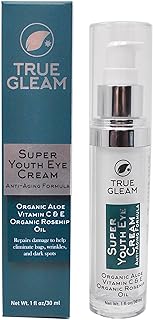 TRUEGLEAM Super Youth Eye Treatment Cream, Anti Aging Under Eye Treatment for Bags, Puffiness, Wrinkles, and Dark Spots with Green Tea, Jojoba Oil, and Vitamin E